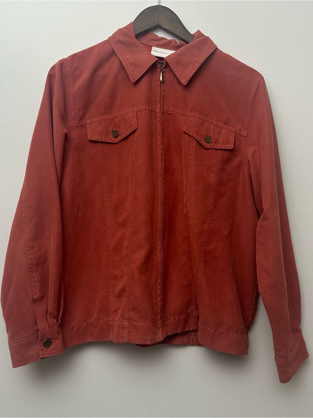 Alfred Dunner Women's Size 12 Rust Red Zip Front Utility Jacket Lightweight